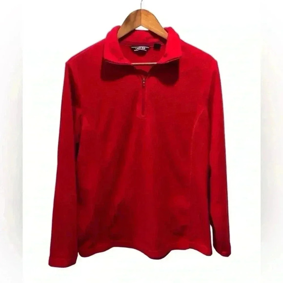 Lands End Womens Medium 10/12 Red 1/4 Zip Pull Over Fleece Top L/S - Picture 1 of 4